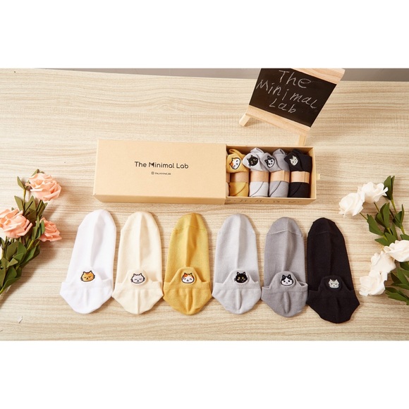 Cat Lover Gift Set Premium No Show High Ankle Cotton Socks Cute Cat Embroidery - Picture 11 of 12